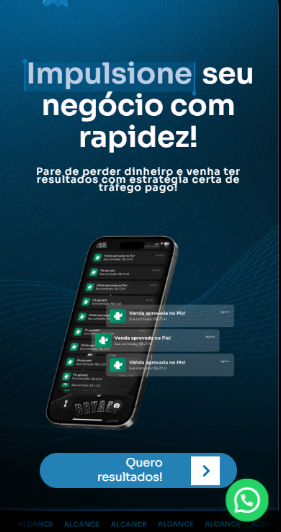 Landing page mobile exibida no celular