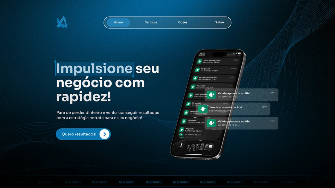Landing page exibida no computador
