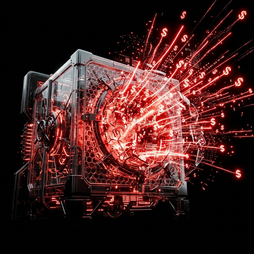 Cofre de cristal explodindo com lucro - 3D Render